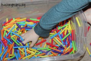 Plastic Straws Sensory Bin