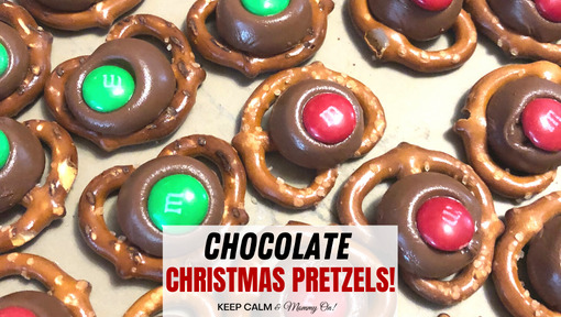 M&M Chocolate Christmas Pretzels