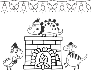 Dinosaur Christmas Coloring Pages