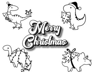 Dinosaur Christmas Coloring Pages