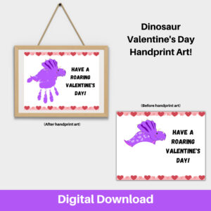 Dinosaur Valentines Handprint Art