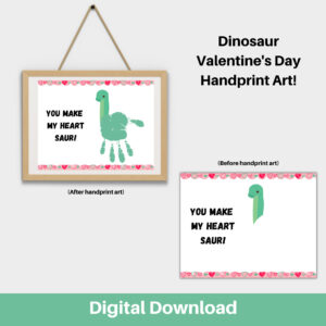 Dinosaur Valentines Handprint Art