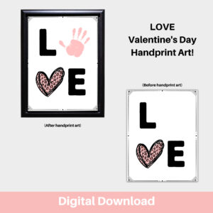 LOVE Leopard Valentines Handprint Art