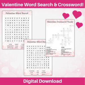 Valentine's Word Search & Crossword Puzzle