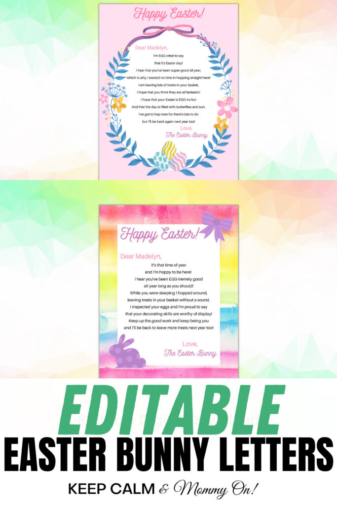 Editable Easter Bunny Letter