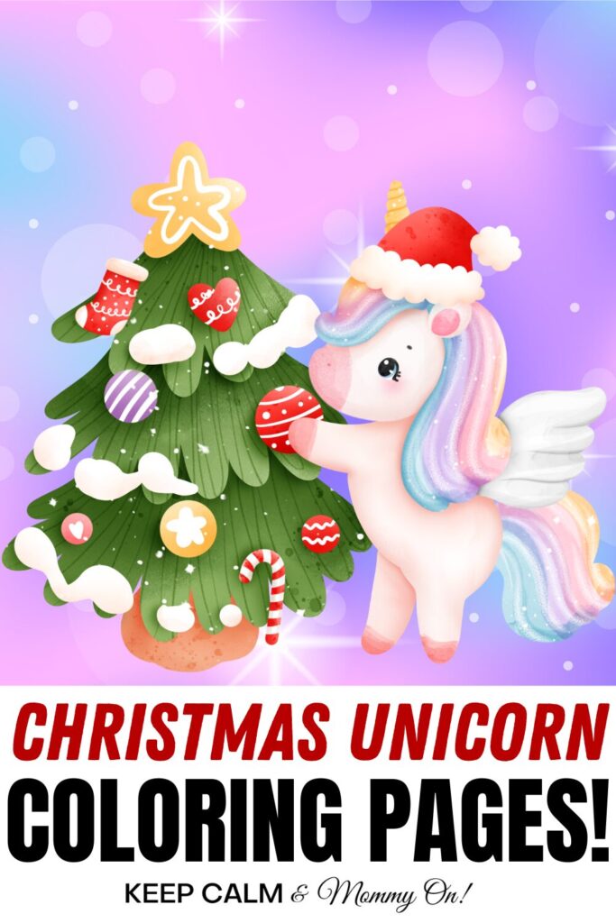 Christmas Unicorn Coloring Pages